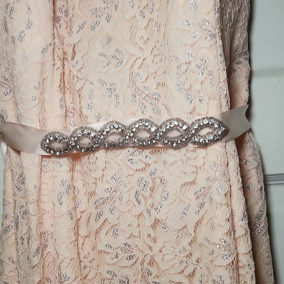 Sequin Hearts Light Pink Lace Maxi Dress - Picture 6 of 8